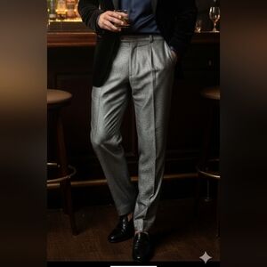 Vtg Falcone 33 Reg. Silver Rayon Poly Thick Trousers Elastic Waist